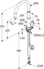 A technical drawing of a faucet with dimensions and specifications. Produktbild-Vorschau