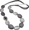 Steuer Modeschmuck Kette Metall 97cm grau Glasstein Produktbild-Vorschau 1