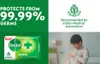 A collage of marketing images for Dettol soap, featuring product packaging, promotional text, and a child using the soap. Produktbild-Vorschau