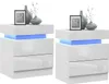2x Nachttisch mit LED,Weiß Hochglanz Nachtschrank mit 2 Produktbild-Vorschau 5