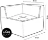 A line drawing of a modular sofa corner piece with dimensions and weight indicated. Anteprima dell’immagine prodotto