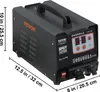 A black VEVOR spot welder with orange branding and digital displays, shown with dimensions indicated. Podgląd zdjęcia produktu