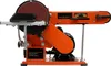 An orange and black oscillating belt sander is shown against a white background. Voir les images du produit