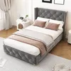 A bedroom scene with a bed, nightstand, and curtains. Anteprima dell’immagine prodotto