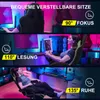 A collage of three images showing a person using a gaming chair in different reclining positions. Produktbild-Vorschau