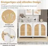 A collage showcasing a white sideboard with rattan doors, focusing on its design and details. Anteprima dell’immagine prodotto