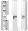 Three views of a tall, narrow white cabinet with a high-gloss finish, displayed against a white background. Produktbild-Vorschau