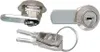 Three different types of cabinet locks and two keys are displayed against a white background. Produktbild-Vorschau
