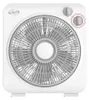 A white box fan with gray controls and fan blades is shown from the front. Produktbild-Vorschau