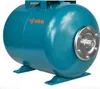A blue horizontal pressure tank with a silver flange and threaded fitting on the right side, mounted on blue feet. The IBO logo is visible on the left side of the tank. Anteprima dell’immagine prodotto