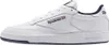 A side view of a white Reebok Club C 85 sneaker with navy accents. Produktbild-Vorschau