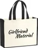 Huuraa Jutetasche Girlfriend Material Schriftzug 21 Liter Produktbild-Vorschau 1