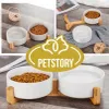Dvojitá keramická miska s bambusovým stojánkem 2x 400 ml Náhled obrázku produktu 3