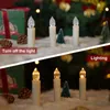 A split image showing LED Christmas candles in two states: off and lit, set against a festive background with Christmas decorations. Produktbild-Vorschau