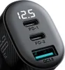 Close-up of a car charger with multiple ports and a digital display. Produktbild-Vorschau