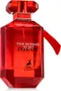 A red perfume bottle with a red ribbon and a deer logo. Produktbild-Vorschau