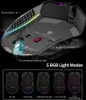 A close-up view of the bottom of a gaming mouse, highlighting its features and RGB lighting modes. Produktbild-Vorschau