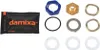 A collection of plumbing parts and a packet of lubricant, laid out on a white background. Produktbild-Vorschau