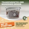 A clear plastic food storage container filled with coffee beans, with promotional text and graphics overlayed. Náhľad obrázku produktu