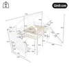 A diagram showing the dimensions of a white bunk bed with a slide and stairs. Produktbild-Vorschau