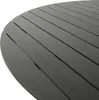 A close-up view of a round, dark gray garden table made of slats. Produktbild-Vorschau