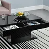 A modern living room scene with a black high-gloss coffee table. Produktbild-Vorschau