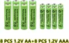 8X AA Akkus 3600mAh + 8X AAA Akkus 2800mAh Wiederaufladbare Produktbild-Vorschau 1