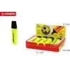 A single yellow highlighter pen is shown on the left, and a display box of yellow highlighters is shown on the right. Anteprima dell’immagine prodotto