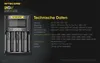 A Nitecore UMS4 charger with technical specifications displayed. Podgląd zdjęcia produktu