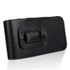A black leather holster for a mobile phone, shown from a slightly elevated angle against a white background. Produktbild-Vorschau