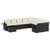 Design 10-tlg. Garten-Sofagarnitur mit Kissen Schwarz Poly Produktbild-Vorschau 2