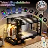 Łóżko piętrowe z ramą żelazną, oświetleniem LED, drążkiem Podgląd zdjęcia produktu 4