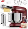 A red stand mixer with various attachments and a slice of cake. Anteprima dell’immagine prodotto