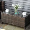 Outsunny Garten Beistelltisch aus Polyrattan, Braun 85 x 50 Produktbild-Vorschau 7