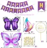 Schmetterling Geburtstag Deko Set Lila Party Mädchen Produktbild-Vorschau 3