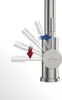 A close-up of a modern kitchen faucet with animated arrows indicating movement. Produktbild-Vorschau