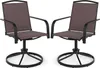 Two outdoor swivel chairs with brown fabric seats and backs, and black metal frames, are shown against a white background. Produktbild-Vorschau