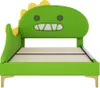 A children's bed with a dinosaur-shaped headboard. Produktbild-Vorschau