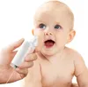 A hand holds a white electronic nasal aspirator near a baby's face. Produktbild-Vorschau