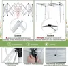 A collage of images showing the frame of a pop-up gazebo, highlighting its features and comparing it to a competitor's product. Produktbild-Vorschau