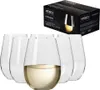 A set of six KROSNO Harmony white wine glasses, with one glass filled with white wine, and the product packaging in the background. Náhled obrázku produktu
