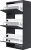 A three-tier shoe cabinet with open doors, shown against a white background. Produktbild-Vorschau