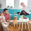 Relaxdays Beistelltisch rund, Schublade, skandinavisches Produktbild-Vorschau 3