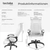 Product information and dimensions for a white office chair. Produktbild-Vorschau