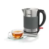 A Bosch electric kettle and a cup of tea are shown on a white background. Podgląd zdjęcia produktu