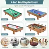 A collage of four different game tables and four lifestyle images showing different settings. Produktbild-Vorschau