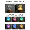 Collage showcasing a mushroom-shaped humidifier/diffuser in different lighting modes. Náhled obrázku produktu