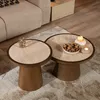 Bronx71 Couchtisch Set Mae Ø62 und Ø50 cm Eiche/Travetin Produktbild-Vorschau 8