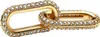 A close-up studio shot of a gold double link charm encrusted with small clear stones. Produktbild-Vorschau
