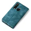 A teal-colored flip case for a Huawei P30 Lite phone, shown from a diagonal angle against a white background. Produktbild-Vorschau